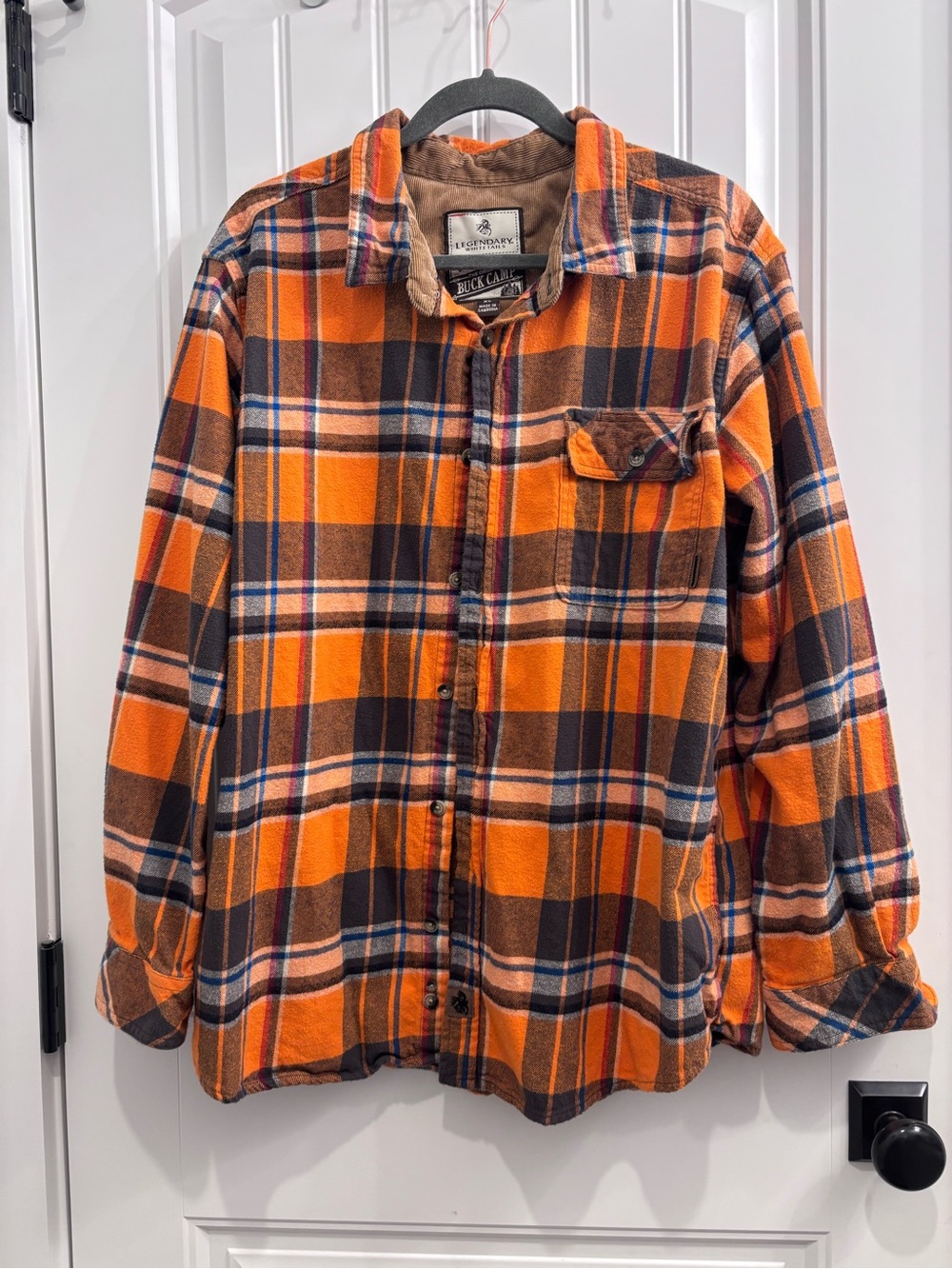 Legendary Whitetails Orange Brown Plaid Button Up